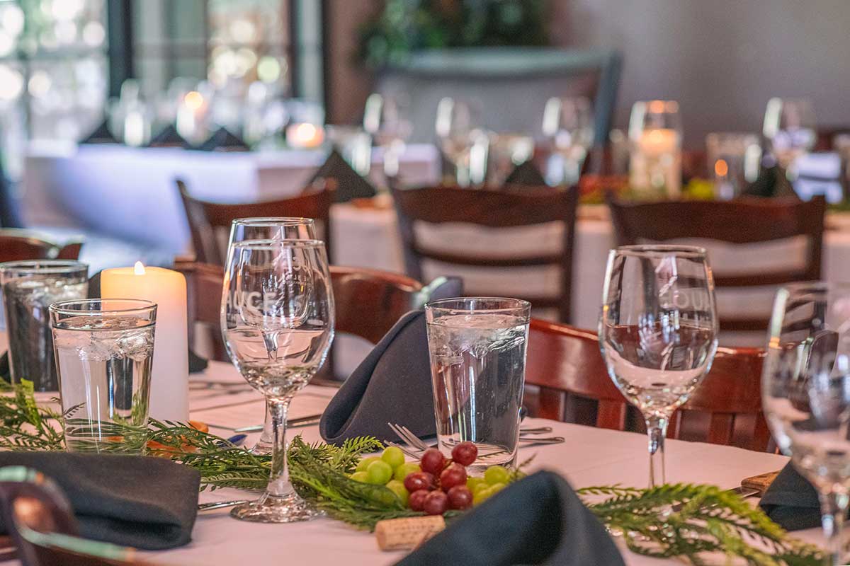 Banquet table closeup