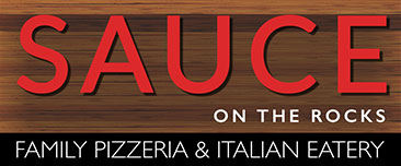 sauce on the rocks sign logo